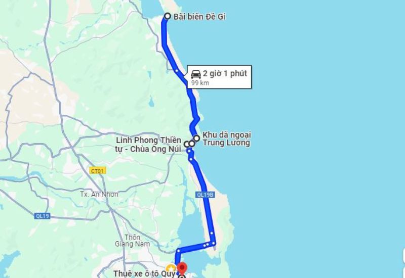 Khoảng cách di chuyển đến Phù Cát
